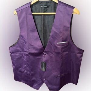 NWT Barry Wang Men's Purple Silk Blend Waistcoat Vest Size XXL